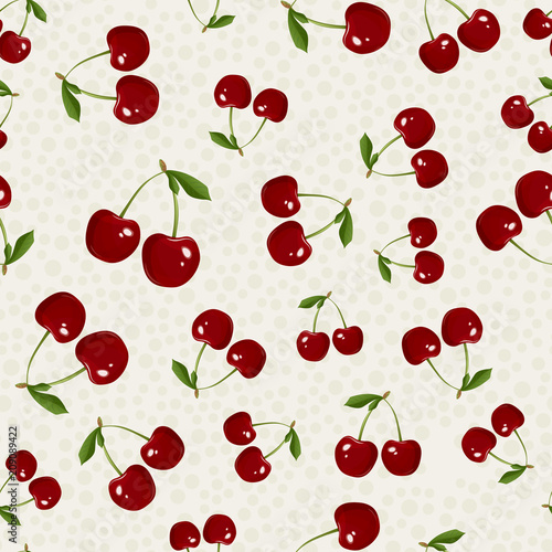 Seamless pattern with cherry berries.