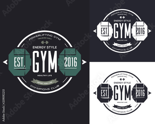 T-shirt print with barbell, sportswear advertising