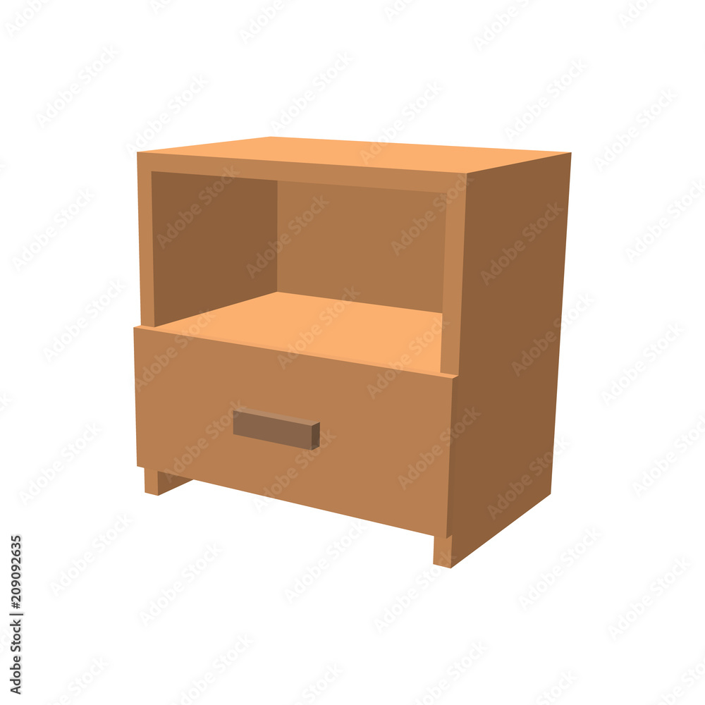 Modern empty nightstand. Isolated on white background. Vector illustration.