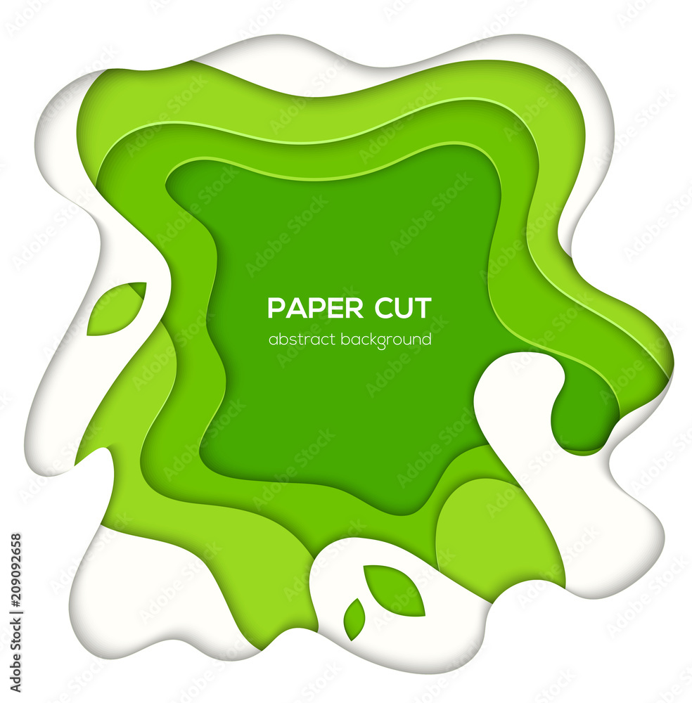 Green abstract layout - vector paper cut illustration Green abstract layout - vector paper cut illustration