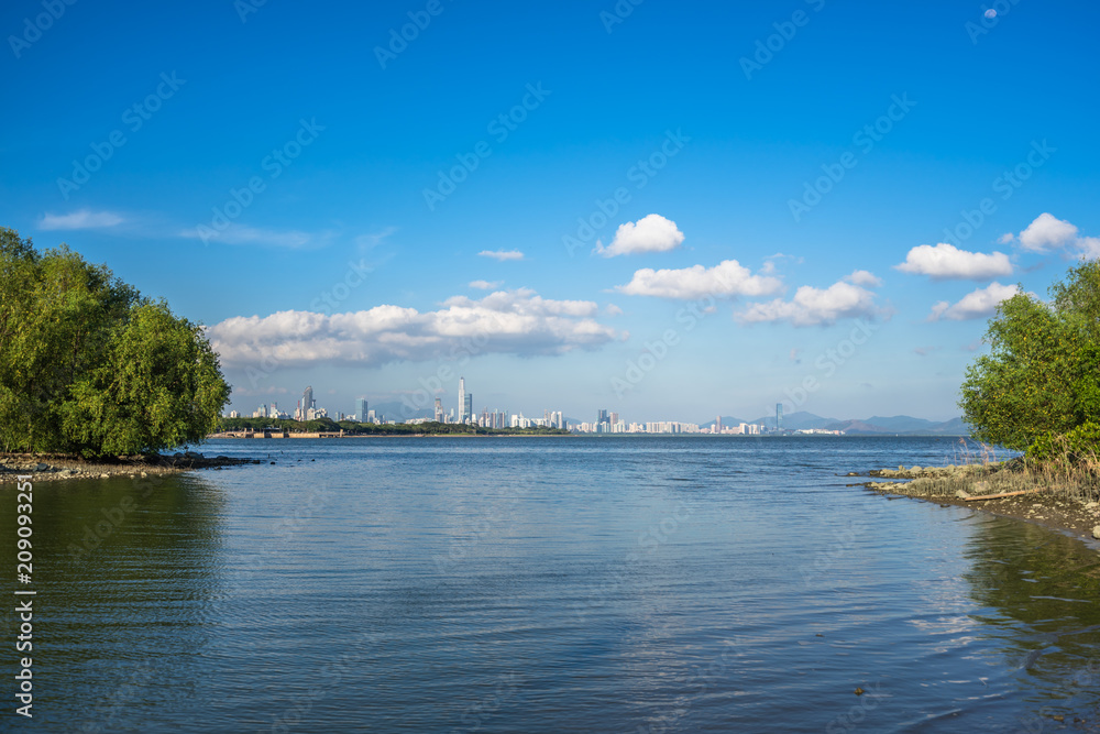 landscape of panoramic sea skyline in shenzhe