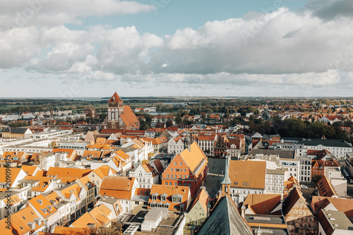 Marktplatz der Stadt Greifswald von oben
