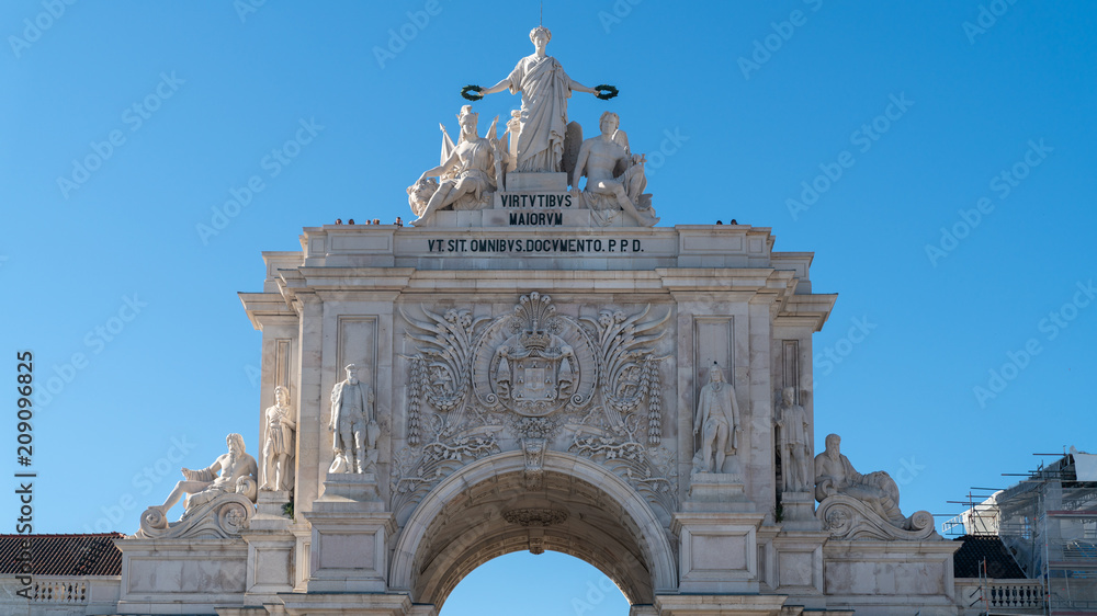 The Triumphal Rua Augusta Arch, Arco Triunfal da Rua Augusta at Lisbon City Center, Portugal