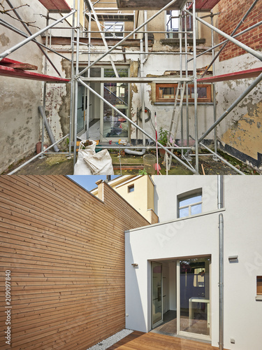 New facade in courtyard  from old house before and after © pbombaert