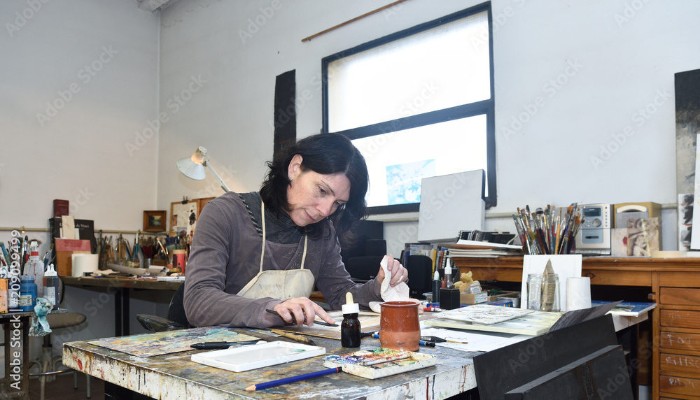 artist drawing in the studio artist drawing in the studio