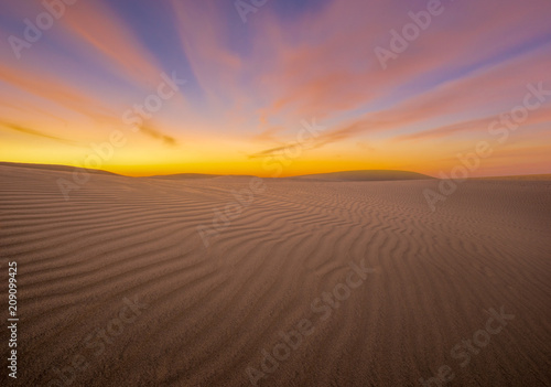 Famous natural park Maspalomas dunes in Gran Canaria at sunrise  Canary island  Spain
