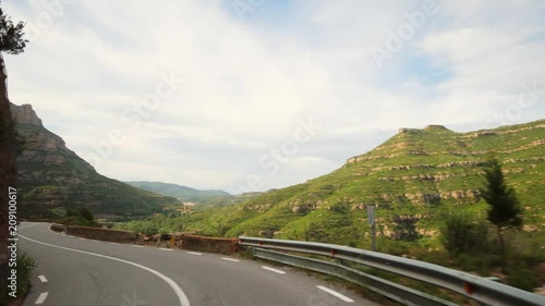 Driving car in the mountain of Montserrat Catalonia Spain photo