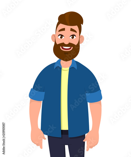 Handsome young man standing and looking smile.
