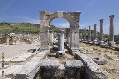 Road to The Nympahion of Kestros of Perge Ancient City in Antalya, Turkey photo