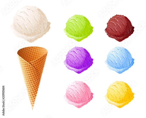 Ice cream. Set of summer sweetness. Milk, chocolate, vanilla.