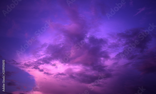 Photography violet sky with clouds