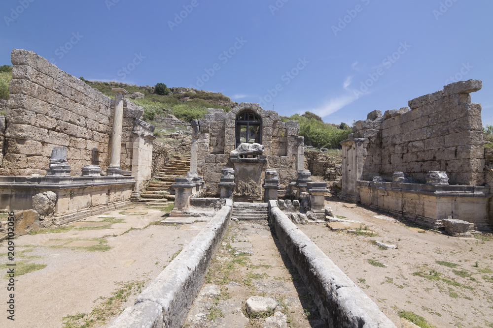 The Nympahion of Kestros of Perge Ancient City in Antalya, Turkey