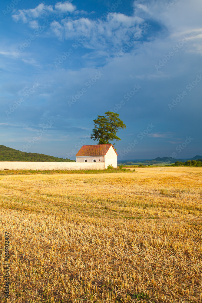 Cemetery between the fields at the village Merunice,  Czech Republic.