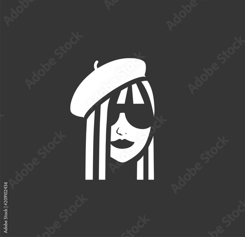 PrintHead of a woman in beret