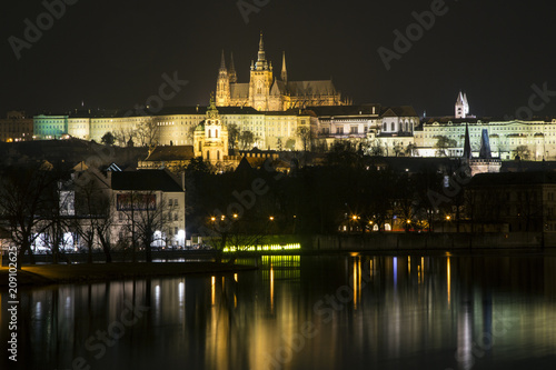 Night panorama of the Cathedral in Prague.