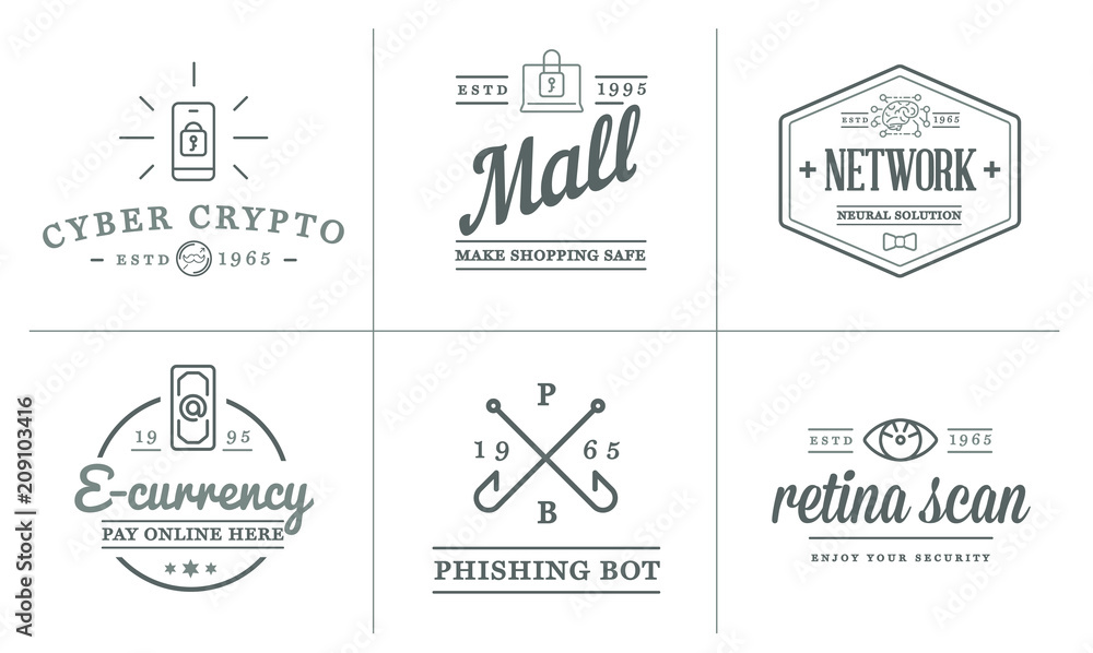 Set of Vector Cyber Security Identity Badges and Signs Can be used as Logotype Set of Vector Cyber Security Identity Badges and Signs Can be used as Logotype