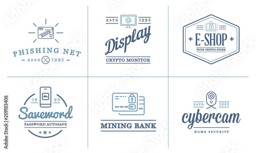 Set of Vector Cyber Security Identity Badges and Signs Can be used as Logotype