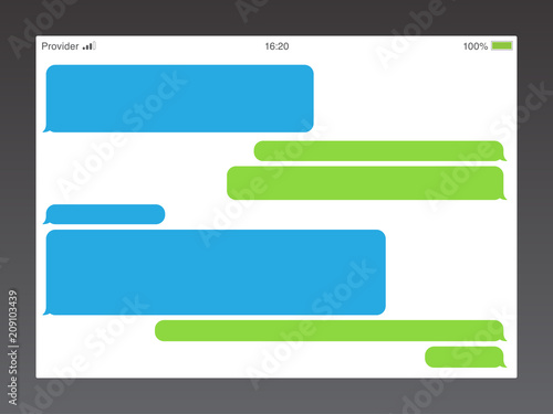 Messenger short message service bubbles. Text chat sms boxes. Empty messaging bubles template.