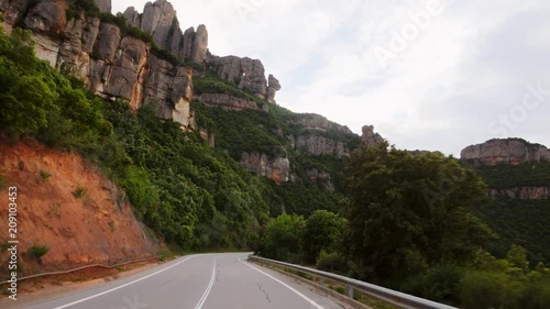 Driving car in the mountain of Montserrat Catalonia Spain photo