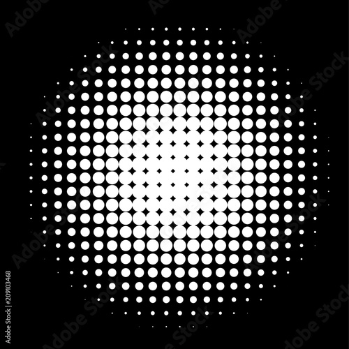 Circle in Halftone, Halftone Dot Pattern, Vector Illustration.