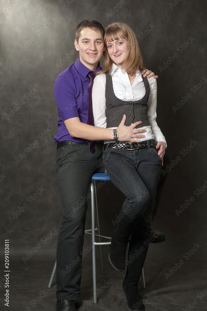 young man and woman on a walk, happiness young man and woman on a walk, happiness