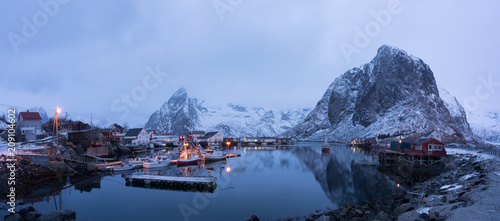 Panorama of Hamnoy Village in Lofoten island,Norway. One of the most famous fisherman village in Europe © Nut