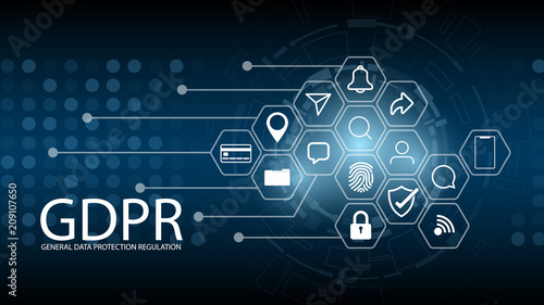 Data Protection Regulation (GDPR). Cyber security and privacy concept, abstract background, vector illustration