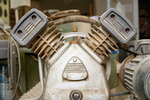 A piston unit of an air compressor closeup.