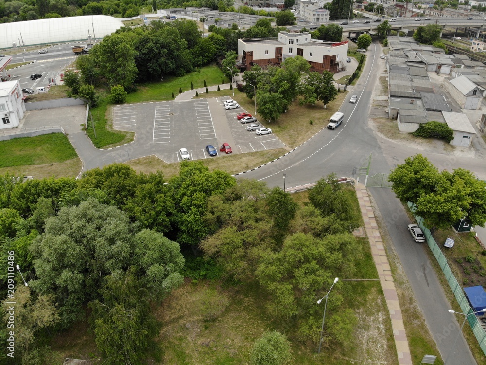 railway station, aerial view. drone flight railway station, aerial view. drone flight