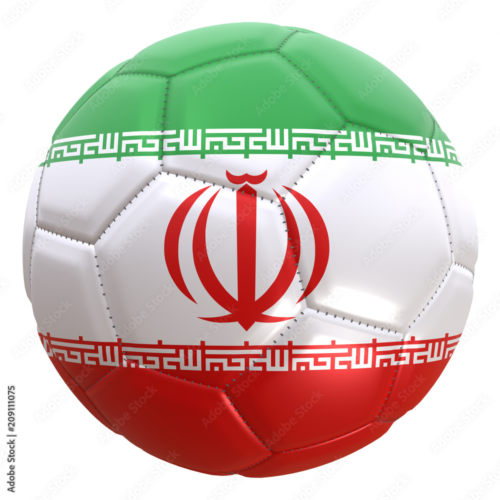 Fototapeta premium Iran flag on a football ball