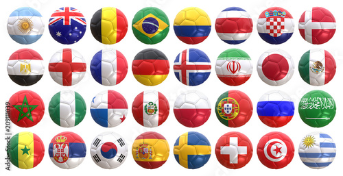 National flags on a football ball