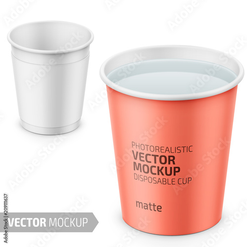 White matte disposable cup template.
