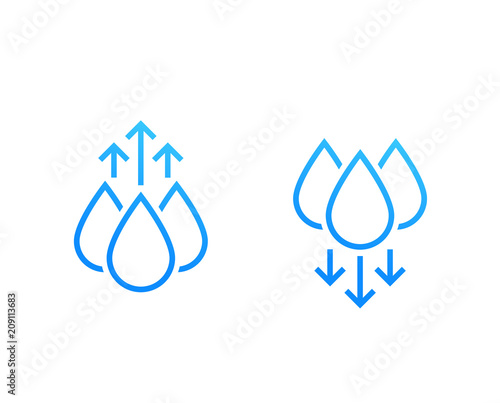 humidity level up and down vector icons