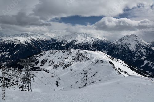 View from the mountain to a ski resort