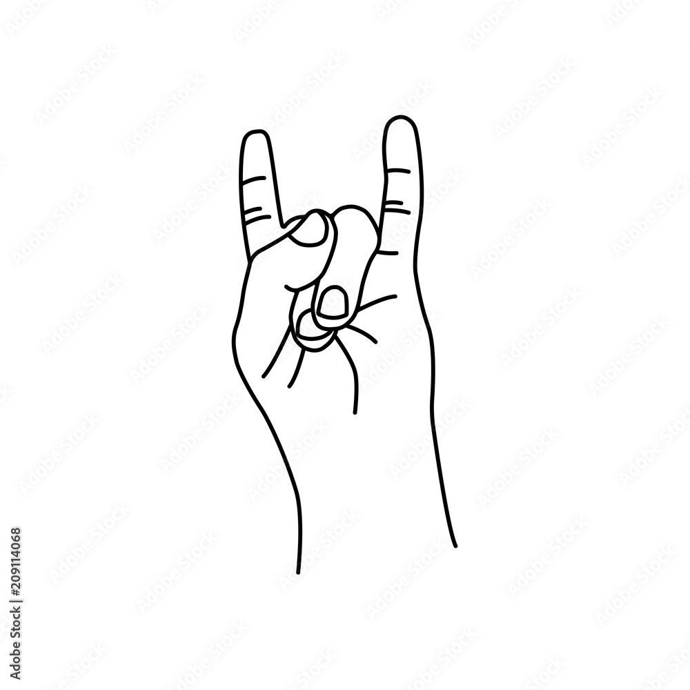 Hand in rock n roll sign. Vector illustration. Hand in rock n roll sign. Vector illustration.