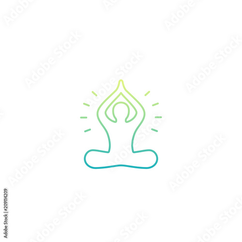 yoga, meditation, lotus pose icon, linear