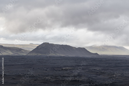Black highlands in Iceland. Off road interior landscape.