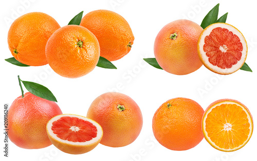 Fresh grapefruit isolated on white background with clipping path
