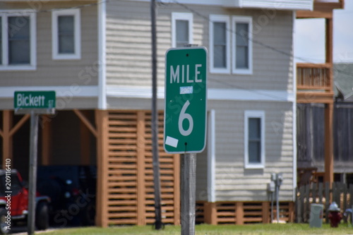 Mile marker 6 on Outer Banks of North Carolina