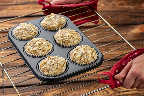 healthy grain free muffins baked with nut flours and coconut flour. Baked in re-usable silicon forms. photo