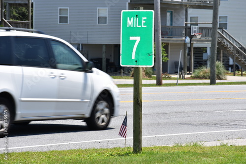 Mile marker 7 and 7.5 on Outer Banks of North Carolina