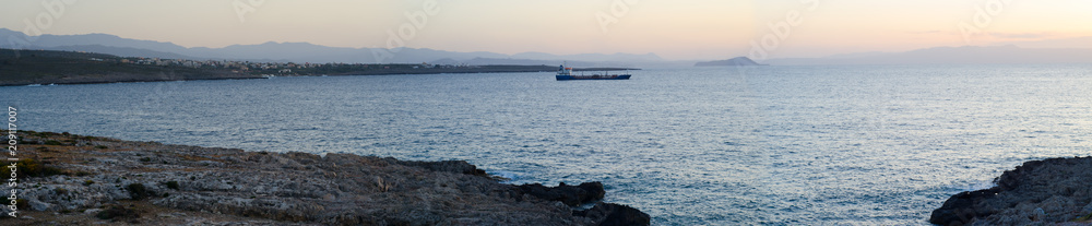 Krete, Greece, sunset - coastline panorama Krete, Greece, sunset - coastline panorama