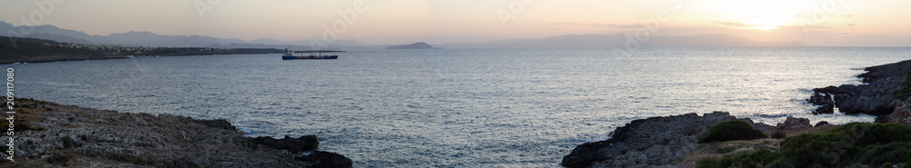 Krete, Greece, sunset - coastline panorama Krete, Greece, sunset - coastline panorama