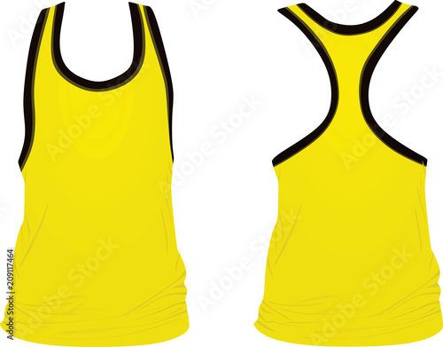 Yellow sleeveless t shirt. vector illustration