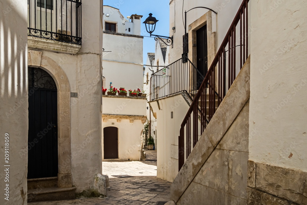 The crooked streets of Locorotondo in Puglia. 
