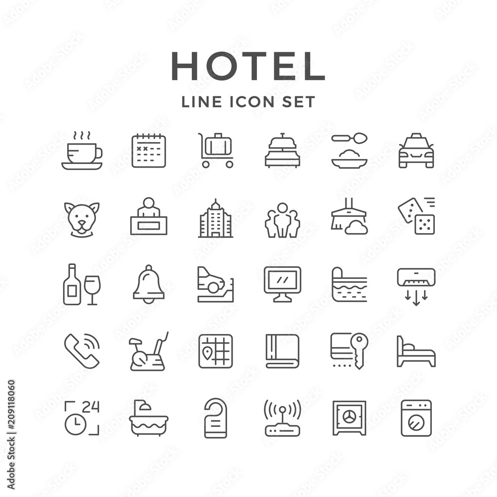 Set line icons of hotel Set line icons of hotel
