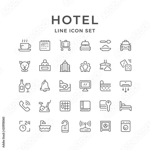 Set line icons of hotel