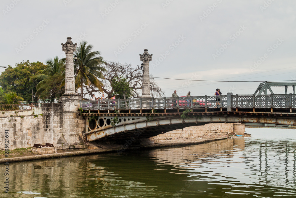 MATANZAS, CUBA - FEB 16, 2016: View of Puente de la Concordia bridge in Matanzas, Cuba