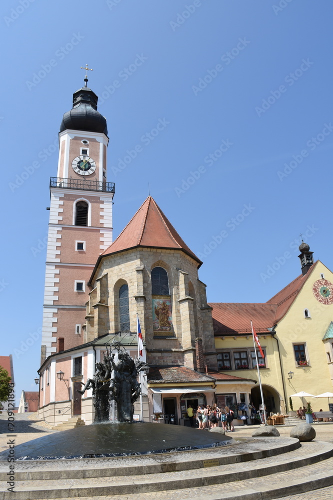 Cham, Kreisstadt, Altstadt, historisch, Kirche, Pfarrkirche, Katholisch ...