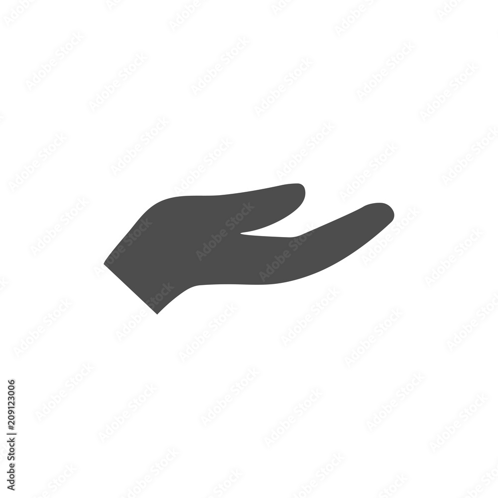 Open hand icon. Vector illustration. Flat design.